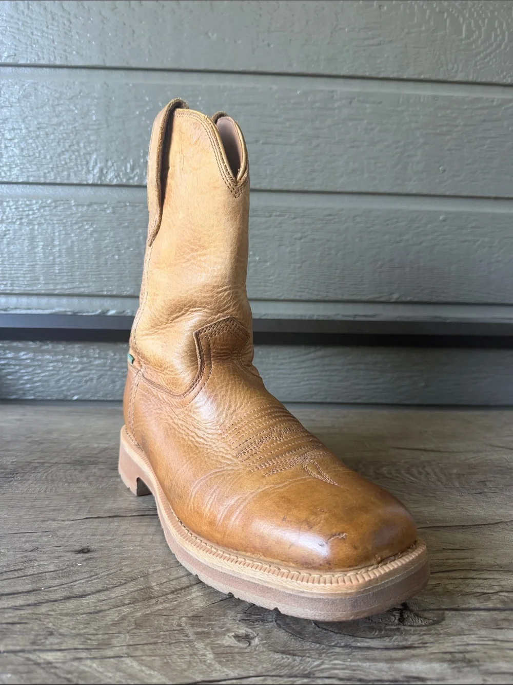 Tecovas Men’s The Rugged Square Toe Western Tan Leather Work Boots size 9D